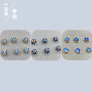 景泰蓝合金藏银 铜镀金银圆珠子隔珠串珠 手工DIY手链配饰配件