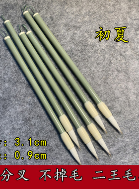 新款狼羊兼毫毛笔 竹竿绿色笔杆出锋3.1二王行书毛笔