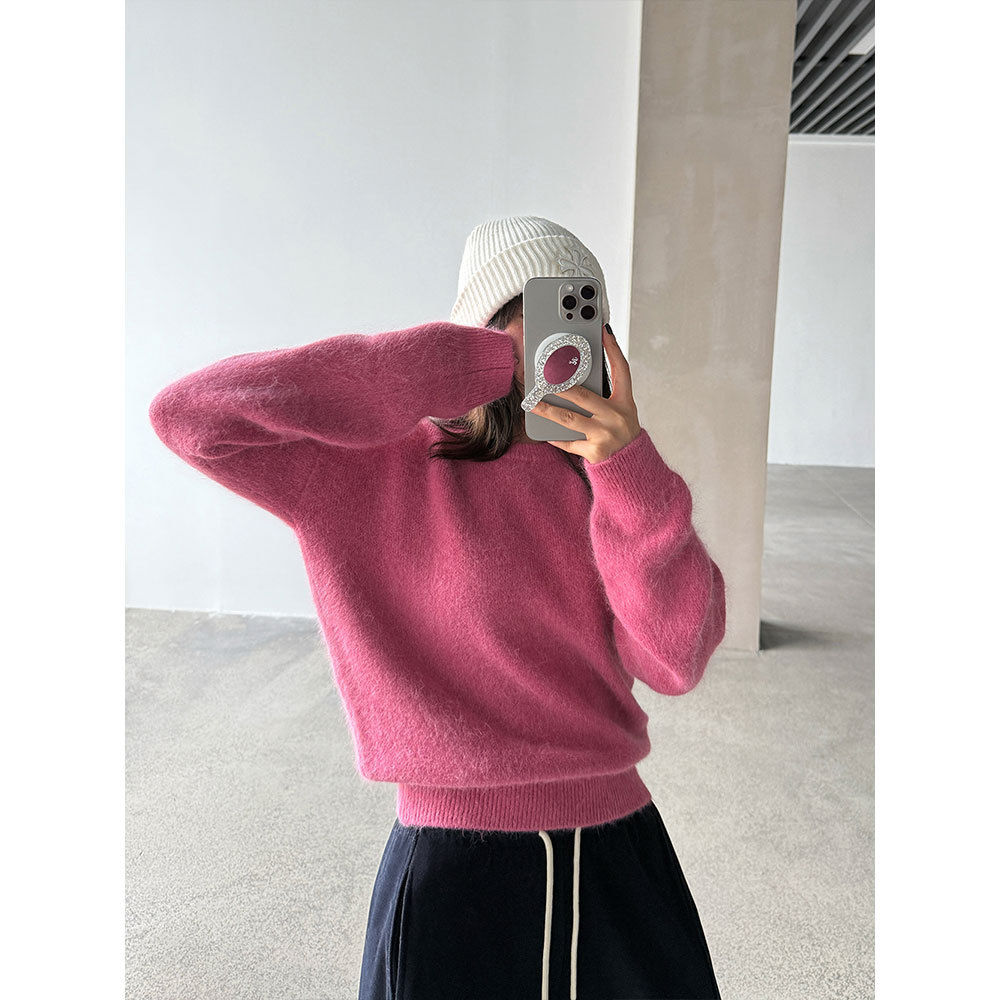 软糯兔毛毛衣女秋冬慵懒设计感小众套头针织上衣
