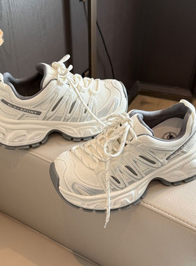 跟高5cm白色厚底老爹鞋2025秋冬新款加厚保暖增高百搭休闲运动鞋