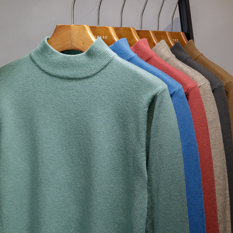 半高领毛衣男装2025秋冬季羊毛绒长袖打底针织衫宽松中领加厚线衣