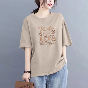 设计感气质宽松体恤上衣ins潮 t恤女夏季 外贸出口新款 100%纯棉短袖