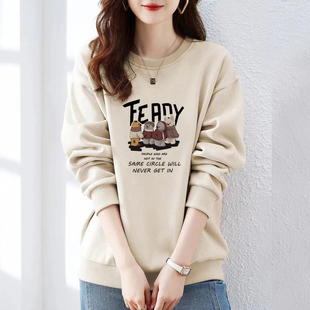 外贸品牌清仓出口纯棉长袖 减龄打底宽松上衣潮 气质卫衣女秋冬时尚