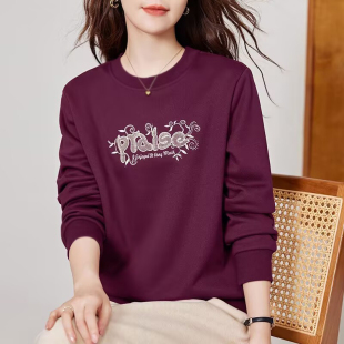 百搭纯棉时尚 印花卫衣秋冬新款 宽松上衣 撤回休闲大码 外贸清仓女装