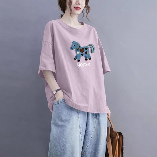 100%纯棉女士气质短袖半袖上衣