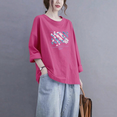 100%纯棉长袖气质T恤女秋
