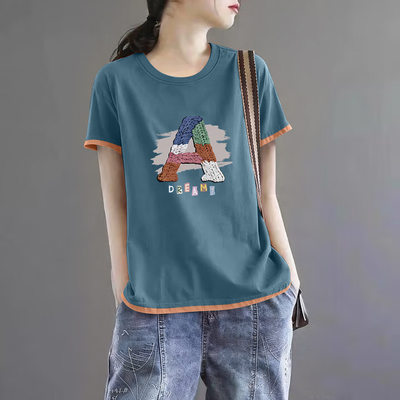 100%纯棉短袖气质t恤女夏上衣