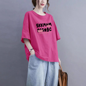 外贸品牌出口清仓100%纯棉时尚 上衣 夏宽松半袖 短袖 t恤女2025新款