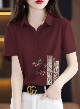 100%纯棉Polo领短袖时尚t恤女