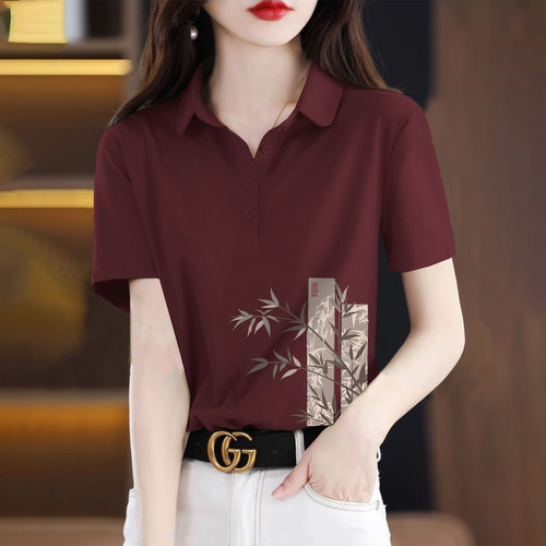 100%纯棉Polo领短袖时尚t恤女