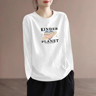 减龄休闲大码 清仓捡漏 春秋新款 t恤打底衫 印花显瘦上衣潮 纯棉长袖