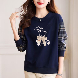 宽松显瘦休闲百搭拼接打底上衣潮 卫衣女春装 山东即墨纯棉时尚 长袖