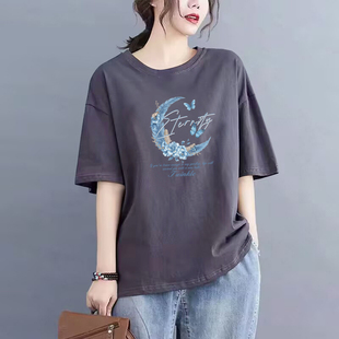 体恤上衣潮 夏季 外贸出口清仓100%纯棉设计感休闲t恤女装 显瘦短袖
