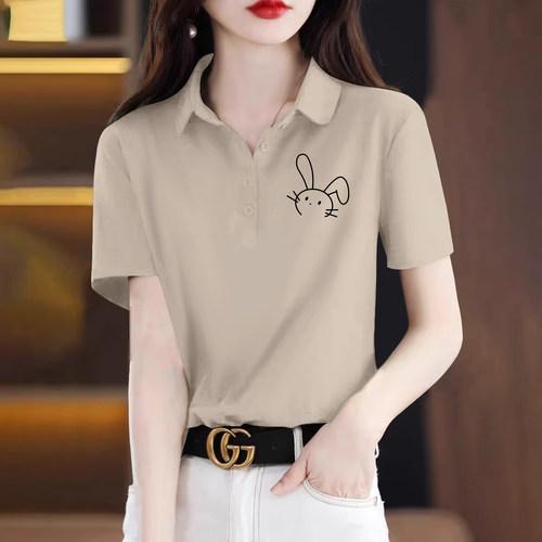 100%纯棉POLO衫短袖上衣女夏