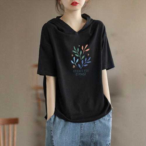 100%纯棉短袖印花T恤上衣