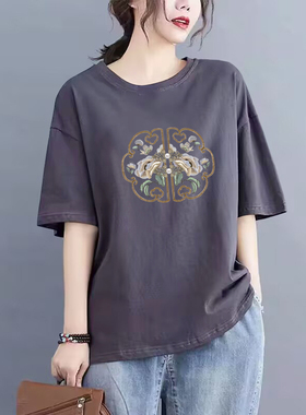 品牌外贸出口清仓100%纯棉短袖休闲上衣女夏装宽松显瘦时尚t恤衫