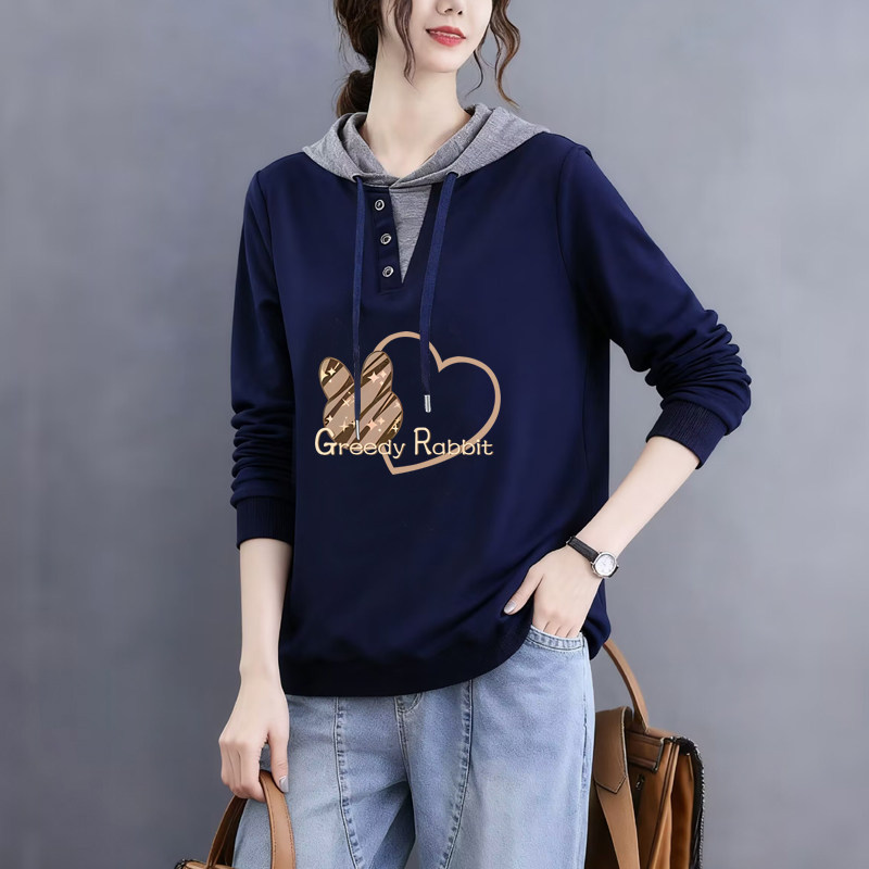 外贸清仓出口100%纯棉女装气质长袖T恤秋季宽松休闲时尚连帽上衣,女装/女士精品,大码内搭,淘宝优惠券,粉丝福利购,淘宝优惠卷