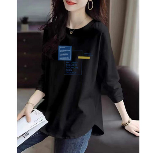 纯棉100%宽松长袖t恤休闲