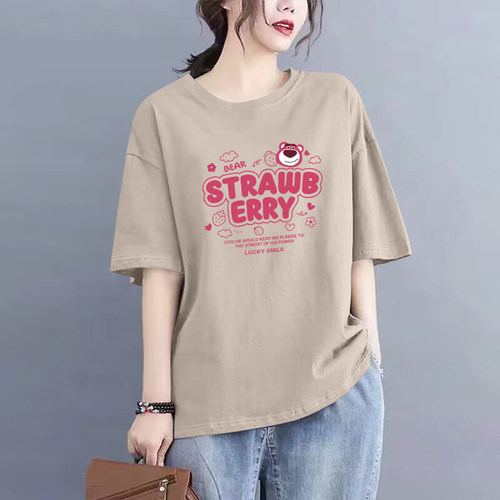 100%纯棉短袖休闲T恤女上衣潮