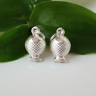 加厚 990纯银鱼铃铛吊坠diy手工编织饰品材料本命年手链脚链配件