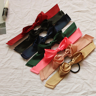 日系动漫可爱红色蝴蝶结发圈头绳JK飘带发绳扎头发韩版复古皮筋