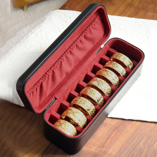 高档喜庆黄金龙凤镯首饰盒婚礼手镯收纳盒便携结婚手链红色对镯盒