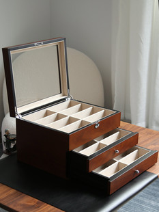 24格木质高端墨镜盒太阳眼镜收纳盒子大容量男女高级感眼镜整理盒