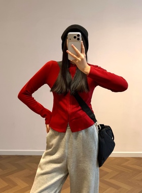 【柳条儿】双拉链 华绒Q弹软糯双面加绒修身保暖拉链衫