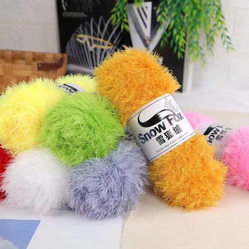 长毛雪狐绒绒毛毛线宝宝绒长毛水貂珊瑚绒diy手工编织帽子围巾线