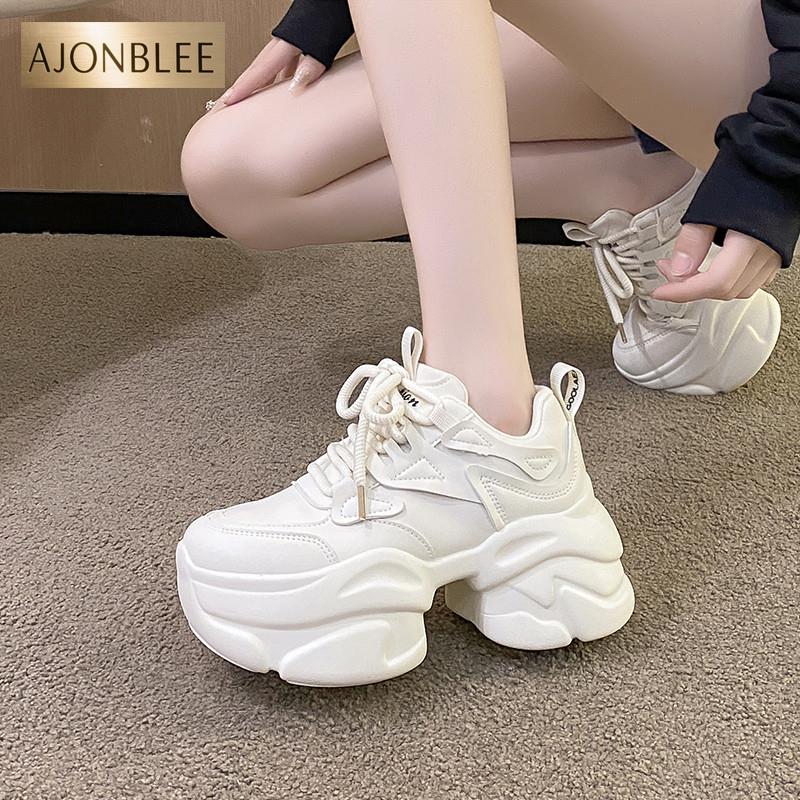 黑色老爹鞋女2025春季新款真皮休闲鞋小个子增高8厘米厚底松糕鞋