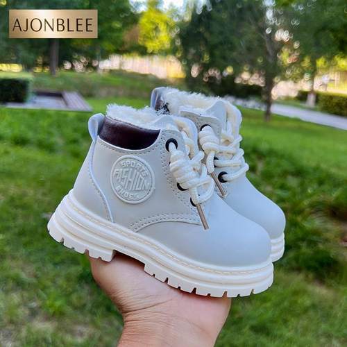 儿童大黄靴加绒加厚棉鞋男女童马丁靴中大童防滑短靴子宝宝皮靴潮