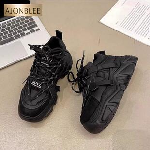 女童爵士舞鞋子儿童运动鞋黑色2026新款秋季女大童老爹鞋时尚女孩