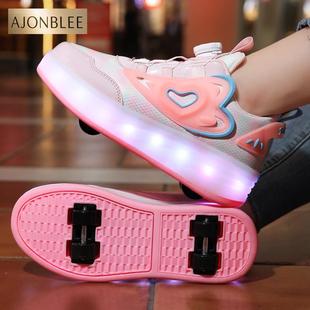 儿童暴走鞋女童2025新款夏季闪灯溜冰鞋男童平滑鞋小学生轮滑鞋子