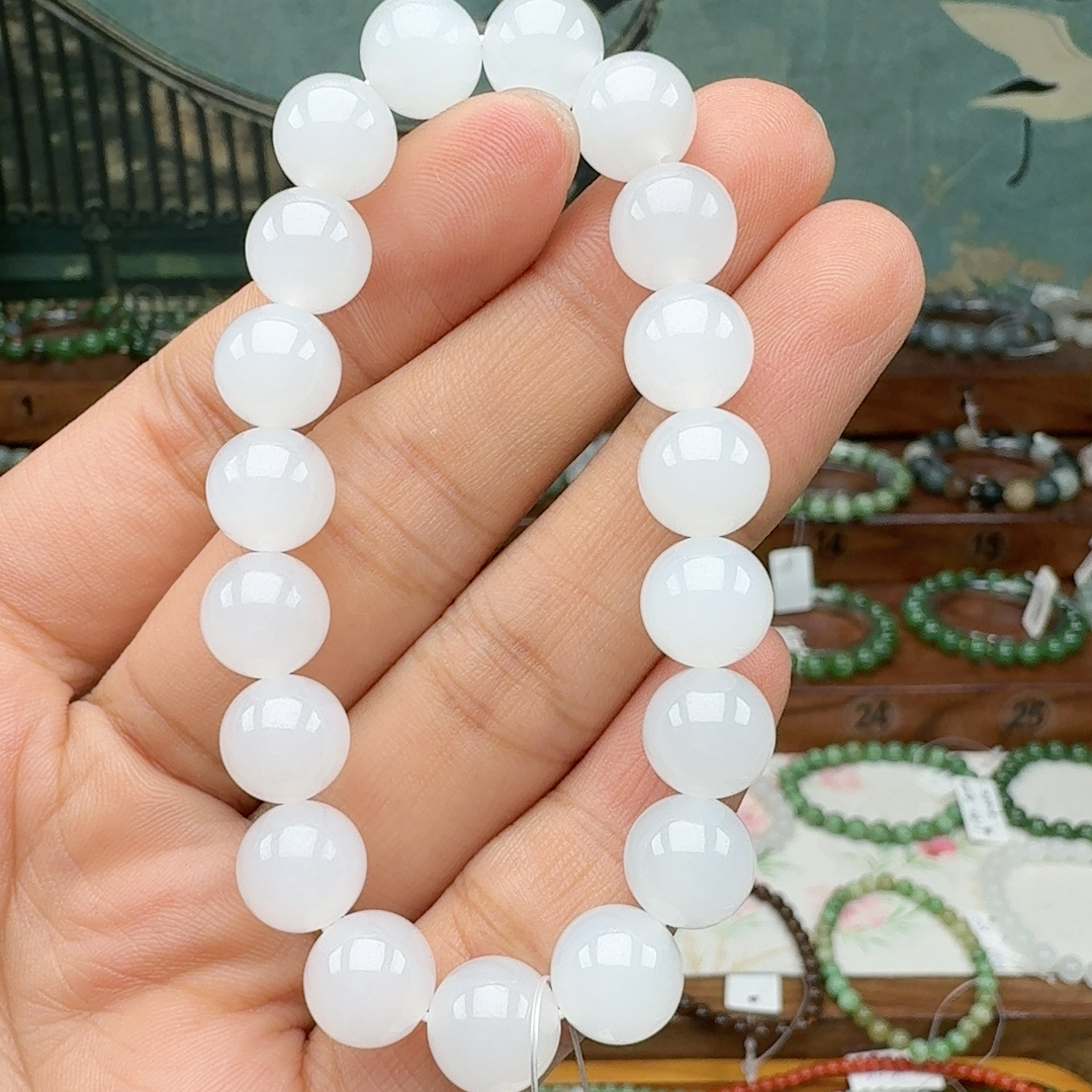 1031 青海老料羊脂白玉10mm手串