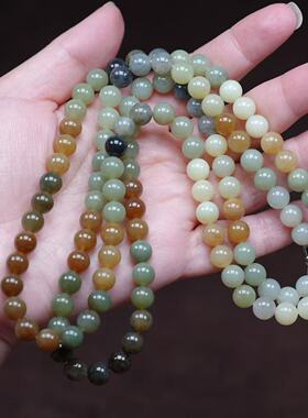 月牙泉。天然新疆和田玉楼兰多宝8毫米项链 配证书