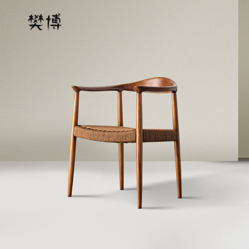 樊博家具北欧实木编绳总统餐椅