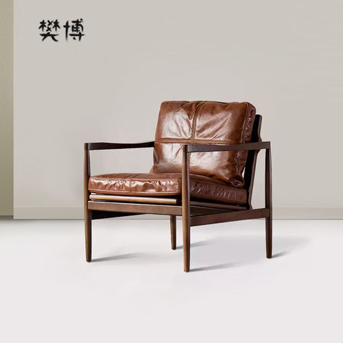 樊博北欧实木设计师汉克沙发椅