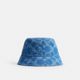 香港直邮 专柜正品代购 COACH/蔻驰COACH CLOT经典标志丹宁渔夫帽