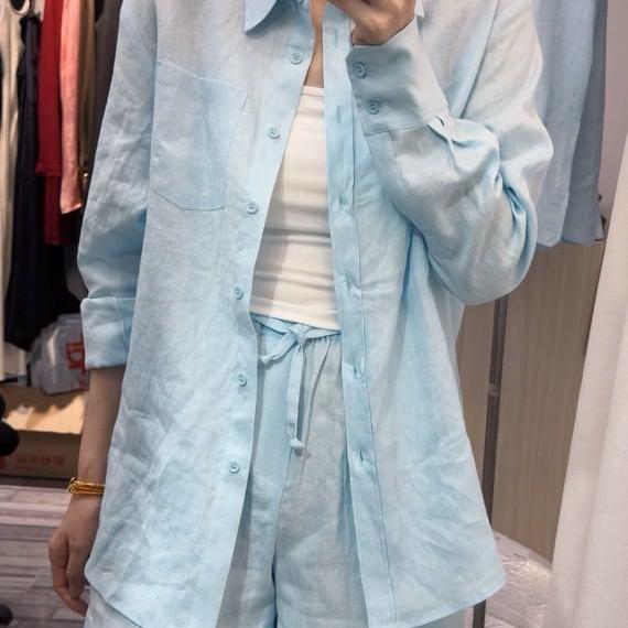 防晒薄款浅蓝色长袖宽松设计感