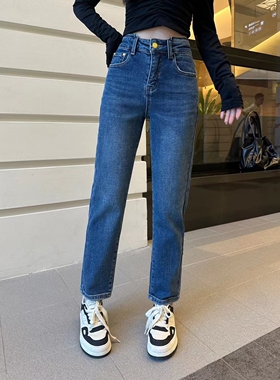 新品牛仔裤烟管裤高腰超显腿长时尚舒适百搭款个性通勤百搭款热卖