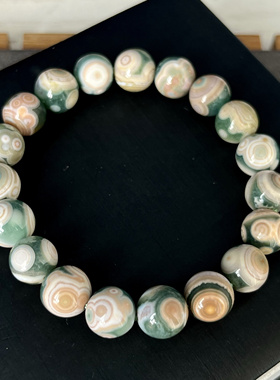 神仙颜值 无修无补 颗颗有眼 老料海洋碧玉无修补超级难得，10mm