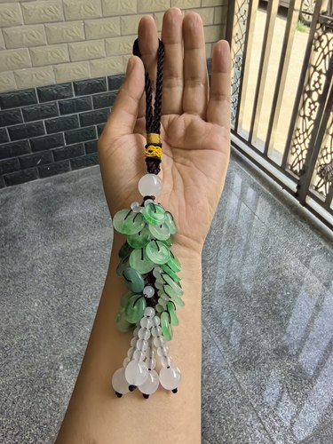 天然翡翠色车挂吊坠翠绿车挂件高档保平安汽车用品后视镜玉石挂件