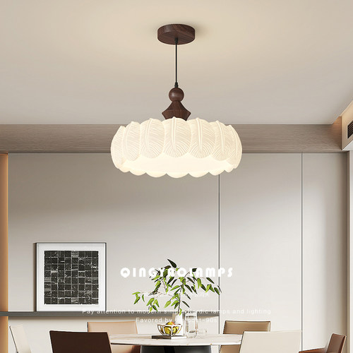 QINGYAO清瑶 法式卧室吸顶灯中古风实木护眼主卧书房覆古饭厅吊灯