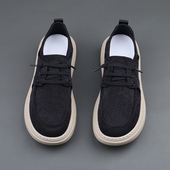 新款 厚底轻便一脚蹬透气布鞋 男低帮百搭休闲鞋 夏季 黑色百搭帆布鞋