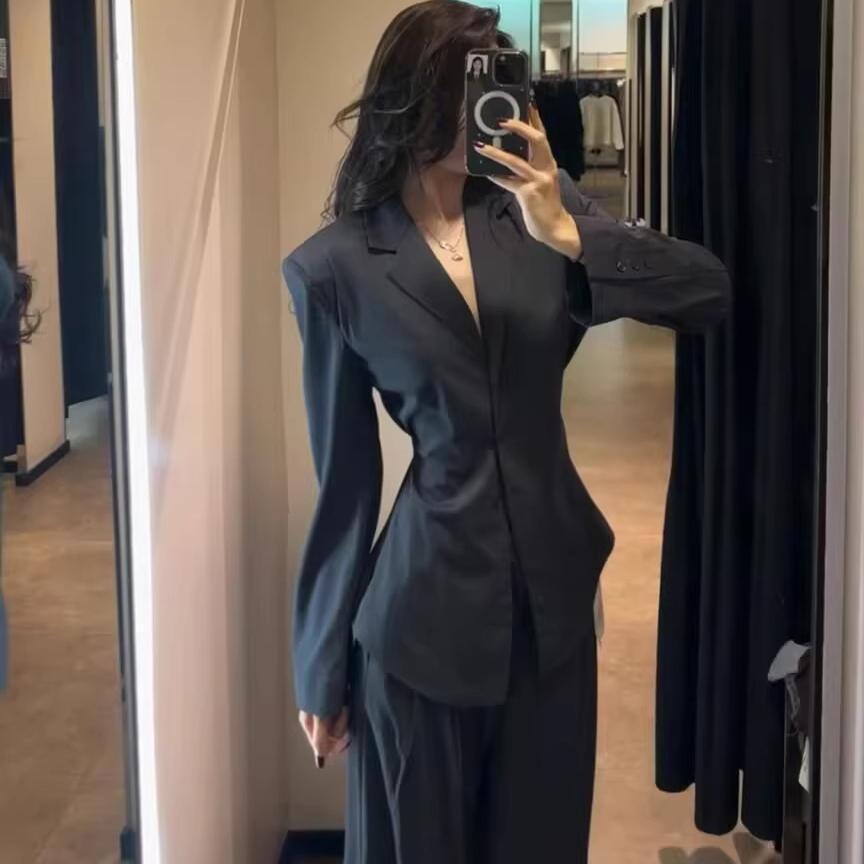 高级感西装外套女气质春装新款设计感轻奢收腰显瘦西装阔腿裤
