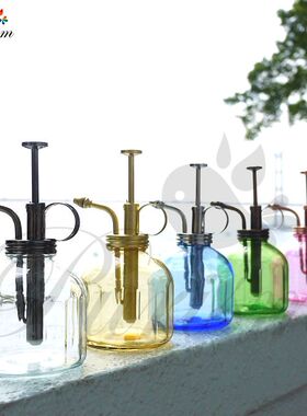 包邮15cm高复古怀旧纯铜玻璃多肉植物鮮花园艺花盆喷雾瓶喷水壶