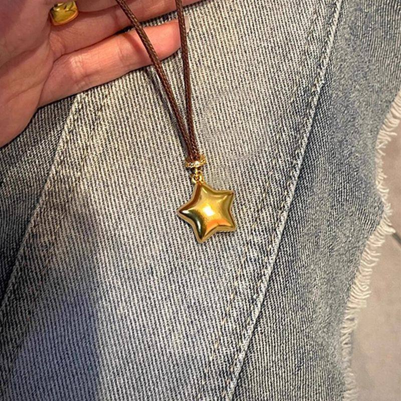 中式复古美拉德立体星星编织项链简约百搭超闪月亮锁骨链