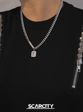 钛钢项链男款潮流古巴链男士吊坠小众高级感链子女生毛衣链配饰品