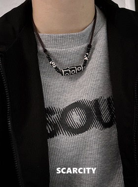 民族风玛瑙陶瓷天珠男生项链编织松紧绳手链女小众设计嘻哈毛衣链