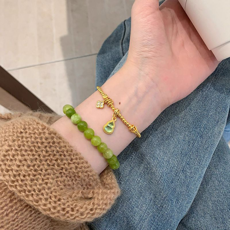 2025年新款新中式复古沙金盘缠葫芦手串福禄转运珠手链叠戴串珠女